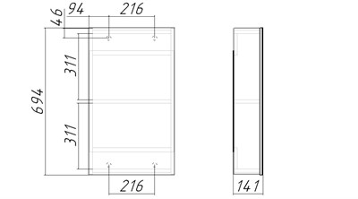 Шкаф-зеркало Норма 40 DA1618HZ - фото 56231