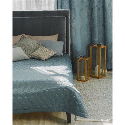 Штора портьерная Этель 130*280см Дамаск TEAL SOLID п/э 100% 2846304 - фото 56498