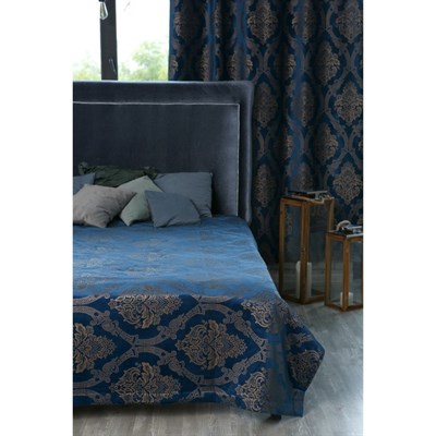 Штора портьерная Этель 160*270см Версаль синий п/э 100% 4115863 - фото 56531