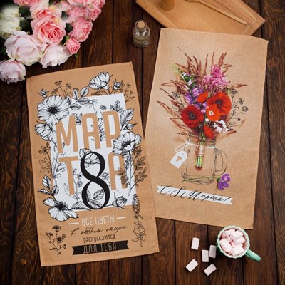 Полотенце кухонное ДОЛЯНА Все цветы для тебя! 34*60см 4122666 - фото 57435