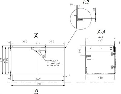 Тумба CERSANIT под раковину подвесная COLOUR 80 - фото 57808