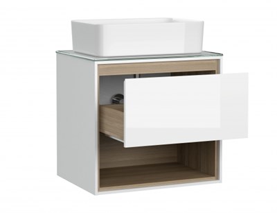 Тумба CERSANIT под раковину подвесная LOUNA 60 со столешницей белая - фото 57812