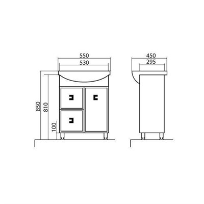 Тумба для ванной комнаты МОБИС 55 с умывальником - фото 57830