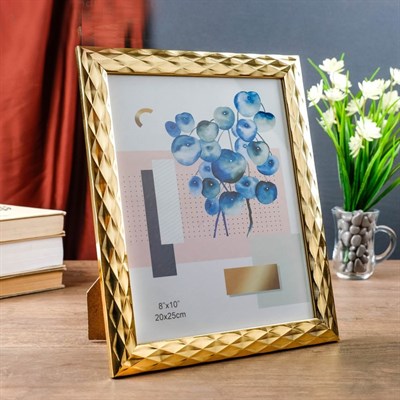 Фоторамка пластик 20*25см 3D ромбы на золоте 29*24*1см 4441988 - фото 58413