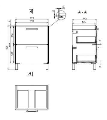 Тумба CERSANIT под раковину напольная MELAR 60 для COMO 60 белая - фото 58835