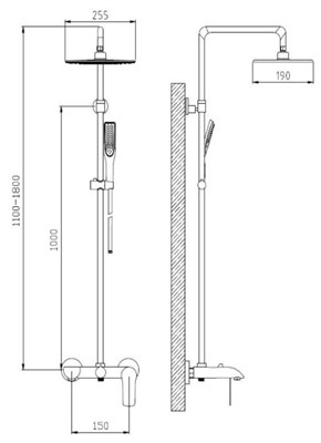 Душевая система ESKO со смесителем ST200Black - фото 58859