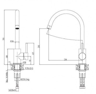 Смеситель Snake для кухни, гибкий излив, серый, нерж. K44 G - фото 58898