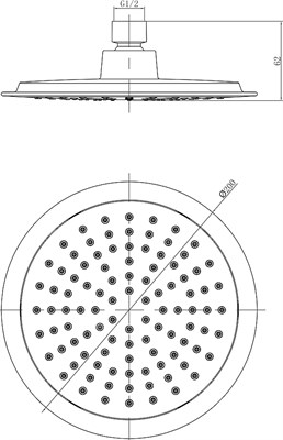 Лейка душевая круглая, верхняя d-200, хром LM8033C - фото 58924