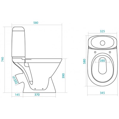 Унитаз-компакт Римини с крышкой полипропилен - фото 59057