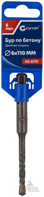 Бур по бетону FIT CUTOP Profi двойная резьба SDS-Plus 6 х 110 мм 40-6110 - фото 59167