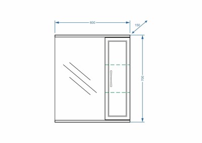 Шкаф зеркальный VAKO ВЕНЕЦИЯ 600 правый 10250 - фото 59509