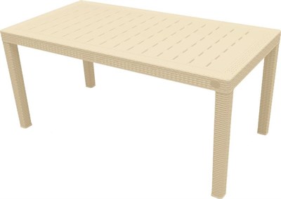 Стол пластиковый большой RATTAN 1532*789*701мм сливочный ING6184СЛВ - фото 60449