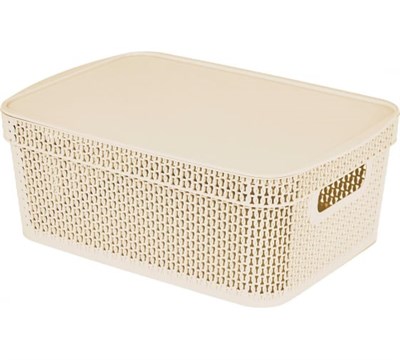 Корзина AJUR прямоугольная 11л с крышкой слоновая кость BQ4115СЛК-14 - фото 60483