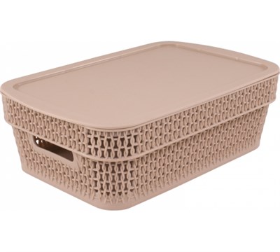 Корзина AJUR прямоугольная 3л с крышкой кофейный BQ4111КФ - фото 60486