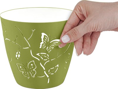 Горшок LUCKY FRIDAY для цветов Boho/BUTTERFLIES 2,5л D175мм круглый, лиственно-зеленый LF1013ЛЗ-20 - фото 60584