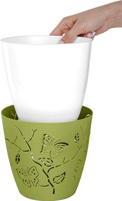 Горшок LUCKY FRIDAY для цветов Boho/BUTTERFLIES 2,5л D175мм круглый, лиственно-зеленый LF1013ЛЗ-20 - фото 60585