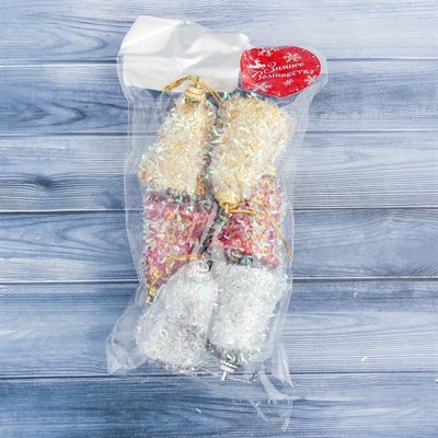 Украшение ёлочное Колокольчики-пушинки (набор 6шт) 4*6см микс 3555423 - фото 60988