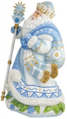 Фигурка новогодняя ДЕДУШКА МОРОЗ С ПОСОХОМ полирезина 13*26*17,5см 81383 - фото 61359