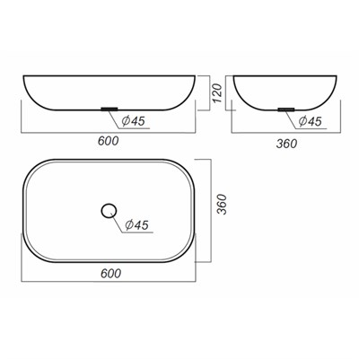 Умывальник на столешницу Infinity 60*36 белый - фото 62264