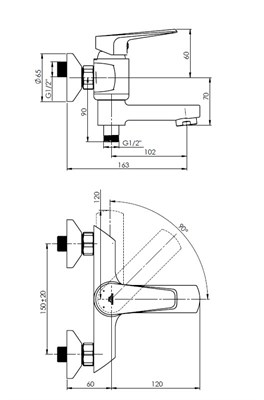 Смеситель RUBINETA Deli-10/K(SW) для ванны D1PK08 - фото 62341