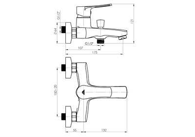 Смеситель RUBINETA Nica-10/K для ванны NI10K08 - фото 62353
