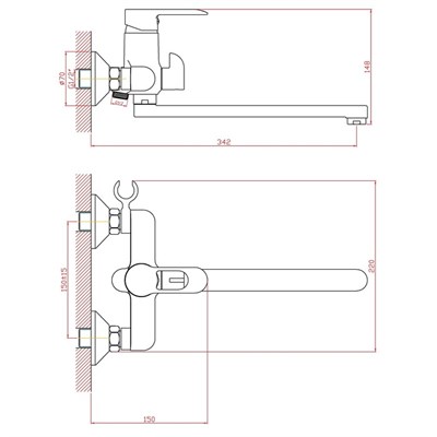 Смеситель Future для ванны излив 300мм FT 31 - фото 62367
