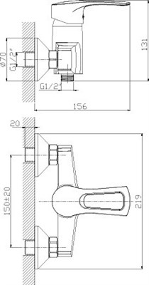 Смеситель ROSSINKA для душа монолитный, хром T40-41 - фото 62564
