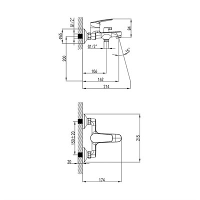 Смеситель HORIZONT для ванны Milardo HORSB02M02 - фото 62573