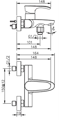 Смеситель Delhi для ван. кор/изл,без акс.арт.DL 54 - фото 62612