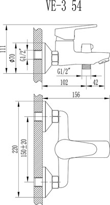 Смеситель VENEZIA 3 для ванны VE54-3E - фото 62630