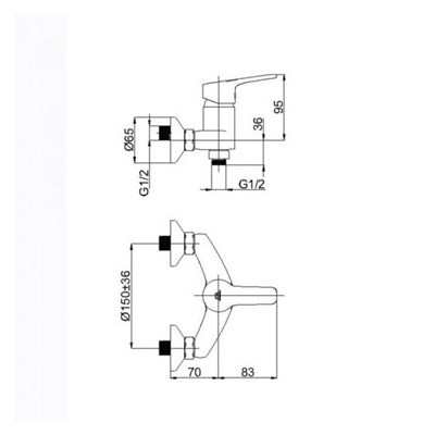 Смеситель RUBINETA Uno-12/K для душа N20D01 - фото 62641