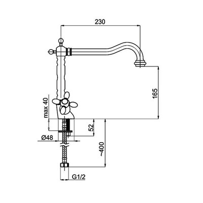 Смеситель RUBINETA V-33 Cross (Br) для кухни V8L096 - фото 62654