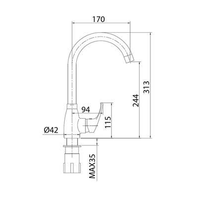Смеситель MEAL для кухни с ручкой сбоку Milardo M07SB0JM05 - фото 62685
