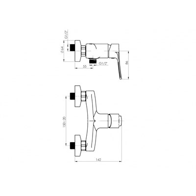 Смеситель RUBINETA Nica-12/K для душа NI20K08 - фото 62690