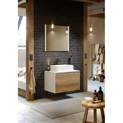 Тумба для ванной комнаты AQWELLA Mobi 80 белый/дуб балтийский MOB0108W/MOB0708DB - фото 62843