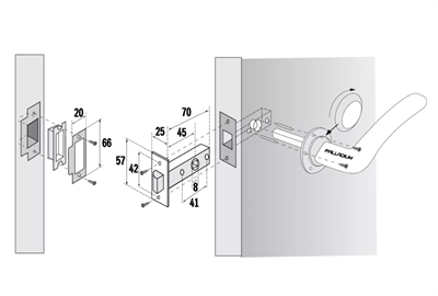 Защелка PALLADIUM межкомнатная 400 PN перламутр - фото 63134