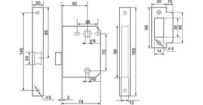 Защелка PALLADIUM межкомнатная 470 PN с фиксатором - фото 63139