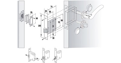 Защелка PALLADIUM межкомнатная 470 PN с фиксатором - фото 63140