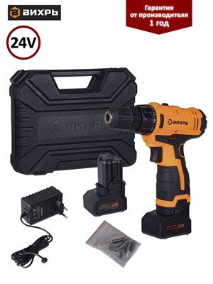Дрель-шуруповерт ВИХРЬ аккумуляторная ДА-24Л-2К - фото 63619