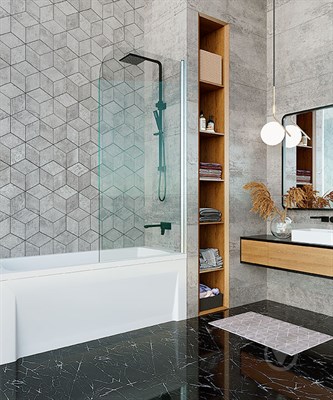 Шторка на ванну ALEX BAITLER 800*1400 прозрачное стекло 6мм AB181080C1 - фото 64079