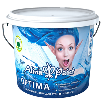 Краска ALINA PAINT водоэмульсионная протирающаяся OPTIMA 15кг - фото 64172