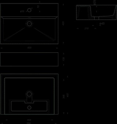 Умывальник на столешницу Novel 60*42 белый - фото 65247