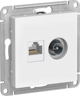 Розетка WESSEN AtlasDesign дв., ТВ+комп.кат 5Е, механизм белая ATN000189 - фото 65298