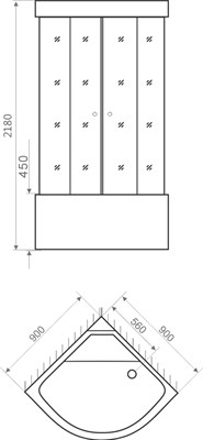 Душевая кабина DOMANI-Delight (99) 90*90 (без пульта, бел.стенки, текс.стекла, низк.поддон) - фото 65474