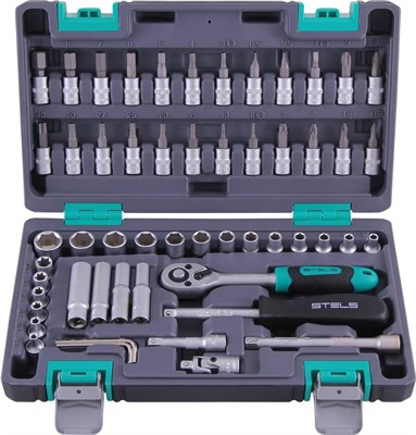 Набор инструментов STELS пластиковый кейс 1/4 CrV 57 предм 14101 - фото 65527