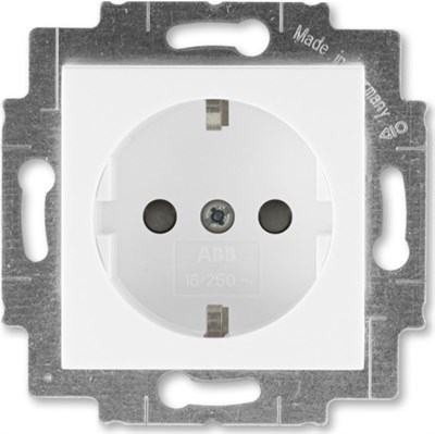 Розетка ABB LEVIT с заземлением со шторками, белый/белый 2CHH203457A6003 - фото 65567
