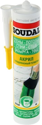 Герметик SOUDAL акриловый белый 280 мл. - фото 65583