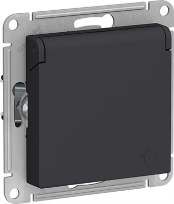 Розетка WESSEN AtlasDesign з/к, со шт, крыш, 16А, IP20, мех карбон ATN001046 - фото 65726