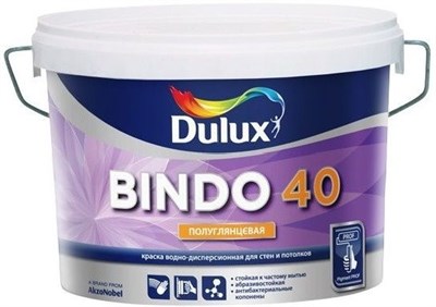Краска водоэмульсионная Dulux BINDO 40 проф.полуглянец BW 4,5л 5309533 - фото 66282