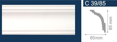 Плинтус СОЛИД потолочный 2,0м С39/85 белый 85мм*60мм (1уп- 30шт) - фото 66302